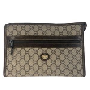 Gucci Plus Monogram Top Zip Pouch Clutch